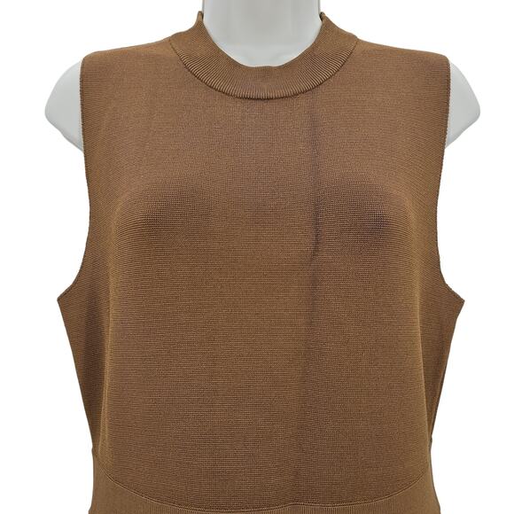 Revolve A.L.C. Womans size L Beige Sleeveless Knit midi dress leather details - Picture 2 of 8